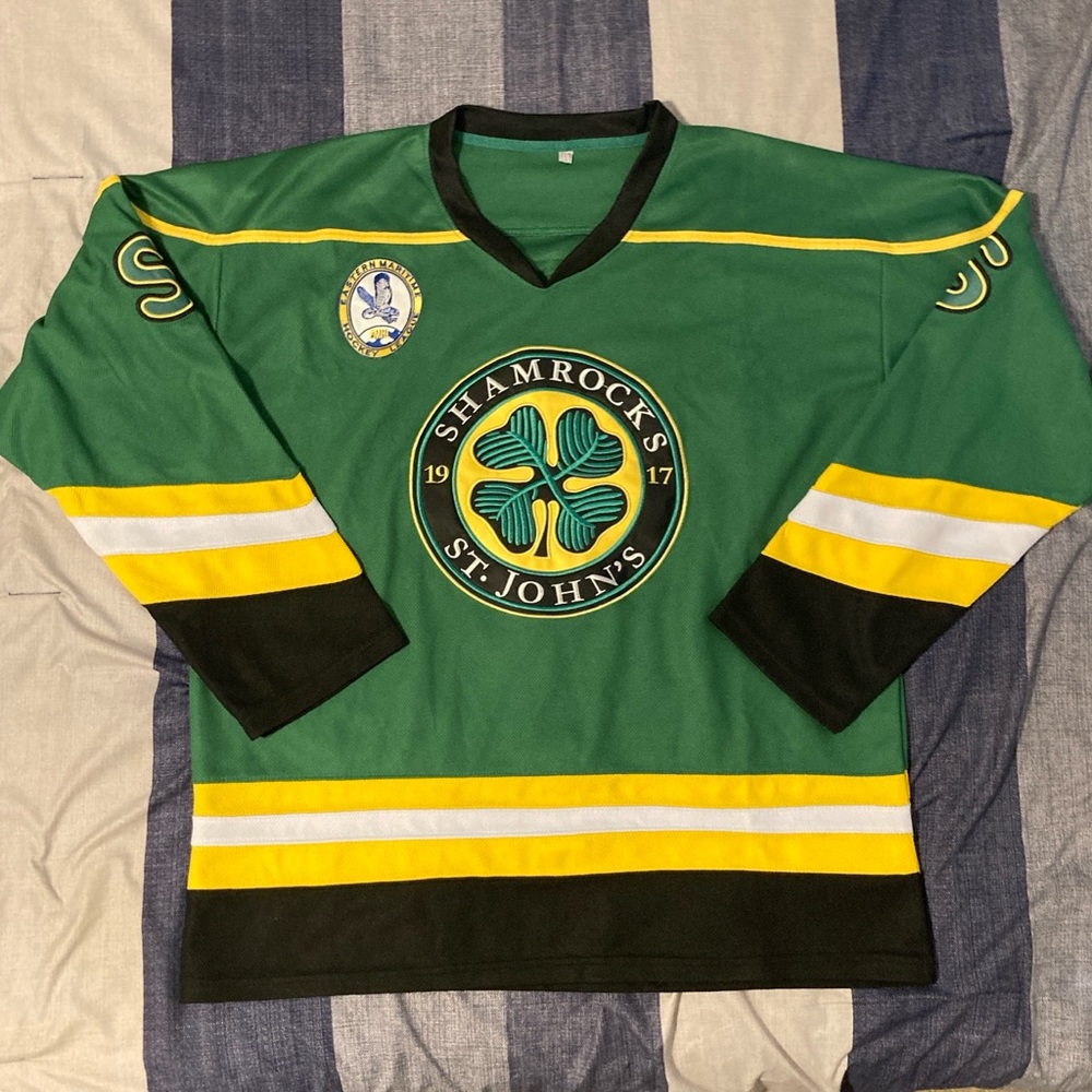 Shamrocks St John’s Mens Hockey Jersey Sz XL Eastern Maritime HL Green #3 Rhea